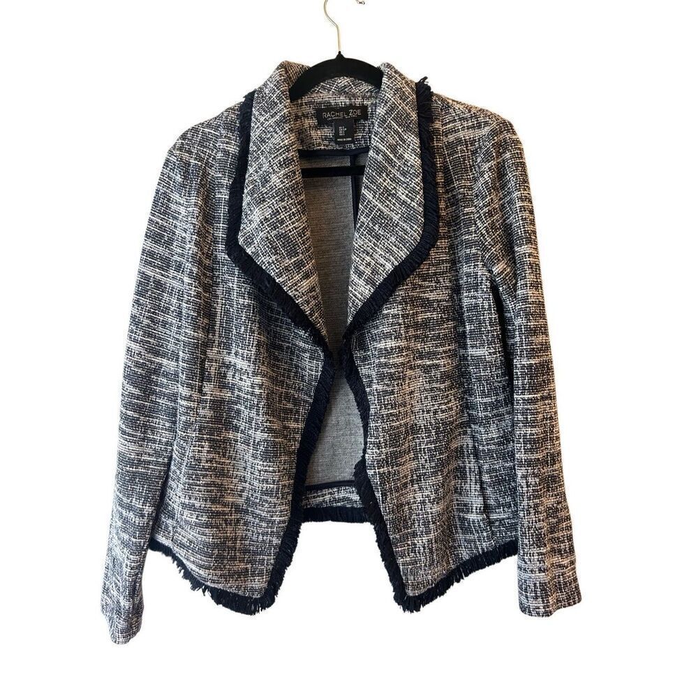 Rachel Zoe Tweed Open Jacket with fringe sz S